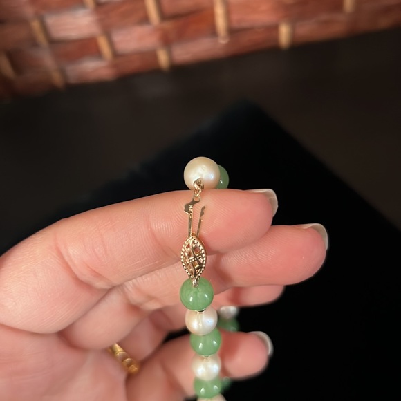 Vintage Jadeite cultured pearls necklace - Picture 7 of 8